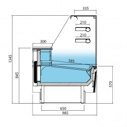 Vitrina expositora refrigerada Infrico - Serie Ambar cristal recto Largo  998 mm